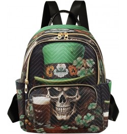 St Patrick's Day Skull Quilted Backpack for Women Travel Bags Shoulder Bag Purse for Work Daily Nurse M Small $16.42 Backpacks