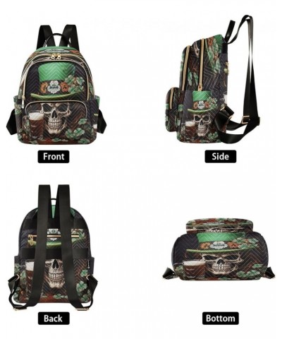 St Patrick's Day Skull Quilted Backpack for Women Travel Bags Shoulder Bag Purse for Work Daily Nurse M Small $16.42 Backpacks