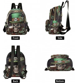 St Patrick's Day Skull Quilted Backpack for Women Travel Bags Shoulder Bag Purse for Work Daily Nurse M Small $16.42 Backpacks