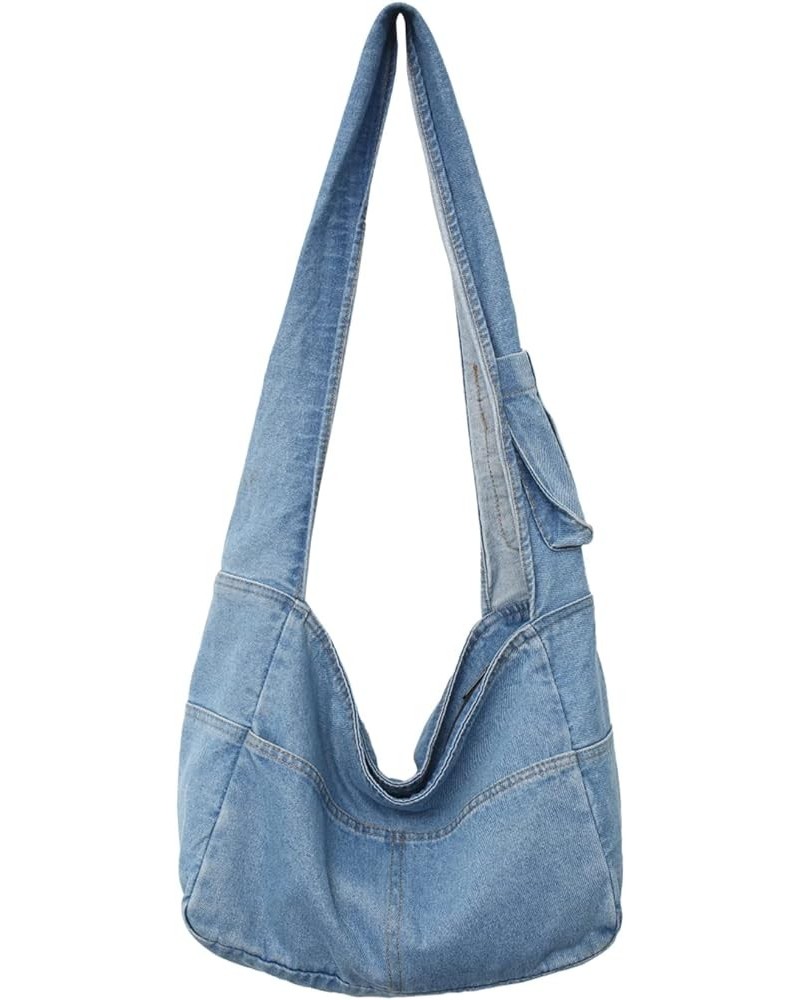 Denim Hobo Bags for Women Retro Jean Shoulder Bag Casual Jean Tote Handbags Vintage Satchel Bags for Teen Girls Light Blue $2...