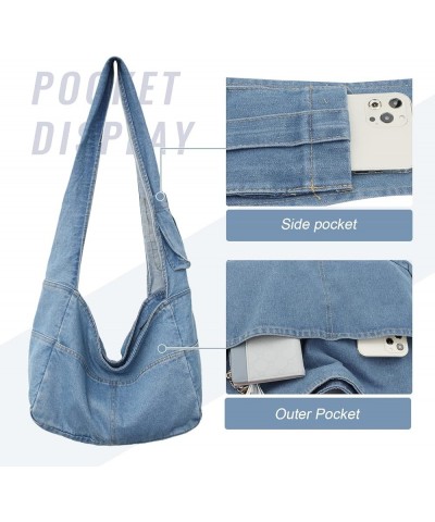 Denim Hobo Bags for Women Retro Jean Shoulder Bag Casual Jean Tote Handbags Vintage Satchel Bags for Teen Girls Light Blue $2...