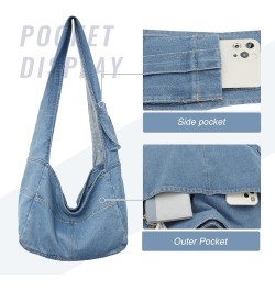 Denim Hobo Bags for Women Retro Jean Shoulder Bag Casual Jean Tote Handbags Vintage Satchel Bags for Teen Girls Light Blue $2...