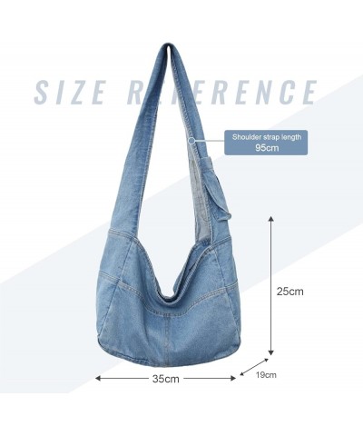 Denim Hobo Bags for Women Retro Jean Shoulder Bag Casual Jean Tote Handbags Vintage Satchel Bags for Teen Girls Light Blue $2...