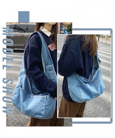 Denim Hobo Bags for Women Retro Jean Shoulder Bag Casual Jean Tote Handbags Vintage Satchel Bags for Teen Girls Light Blue $2...