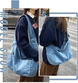 Denim Hobo Bags for Women Retro Jean Shoulder Bag Casual Jean Tote Handbags Vintage Satchel Bags for Teen Girls Light Blue $2...