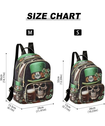 St Patrick's Day Skull Quilted Backpack for Women Travel Bags Shoulder Bag Purse for Work Daily Nurse M Small $16.42 Backpacks