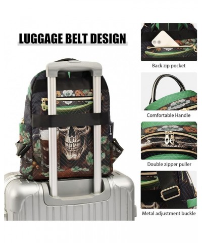 St Patrick's Day Skull Quilted Backpack for Women Travel Bags Shoulder Bag Purse for Work Daily Nurse M Small $16.42 Backpacks