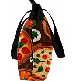 Casual Handbag with Zipper, Canvas Tote Bag for Women, cartoon pattern pizza $13.73 Totes