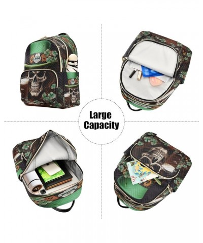 St Patrick's Day Skull Quilted Backpack for Women Travel Bags Shoulder Bag Purse for Work Daily Nurse M Small $16.42 Backpacks