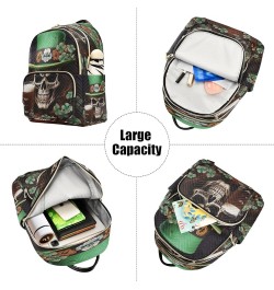 St Patrick's Day Skull Quilted Backpack for Women Travel Bags Shoulder Bag Purse for Work Daily Nurse M Small $16.42 Backpacks