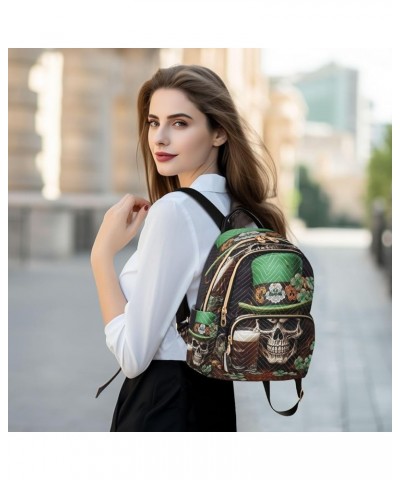 St Patrick's Day Skull Quilted Backpack for Women Travel Bags Shoulder Bag Purse for Work Daily Nurse M Small $16.42 Backpacks