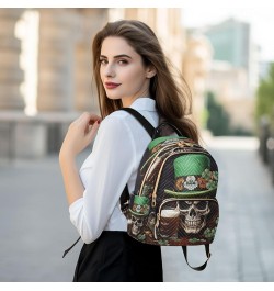 St Patrick's Day Skull Quilted Backpack for Women Travel Bags Shoulder Bag Purse for Work Daily Nurse M Small $16.42 Backpacks