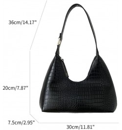 Fashion Armpit Bag Alligator Print Shoulder Bags for Girl Women Lady Purse Underarm Trendy Handbag Vintage Bag Tote Bag Black...