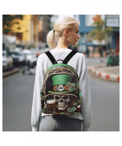 St Patrick's Day Skull Quilted Backpack for Women Travel Bags Shoulder Bag Purse for Work Daily Nurse M Small $16.42 Backpacks