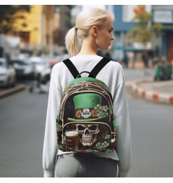 St Patrick's Day Skull Quilted Backpack for Women Travel Bags Shoulder Bag Purse for Work Daily Nurse M Small $16.42 Backpacks