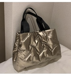 Women Quilted Hobo Handbag Large Capacity Puffer Handbag Soft Top Handle Bag Ladies Commute Shpper Bag Grey $9.51 Handbags