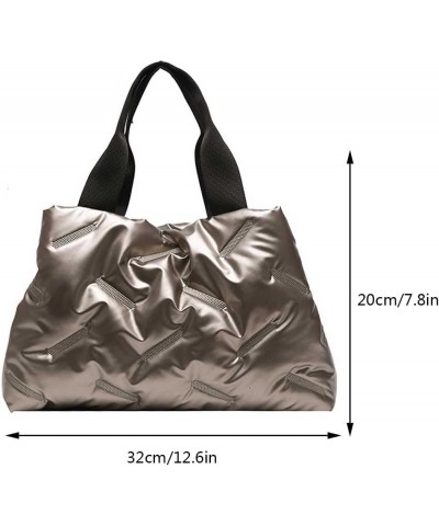 Women Quilted Hobo Handbag Large Capacity Puffer Handbag Soft Top Handle Bag Ladies Commute Shpper Bag Grey $9.51 Handbags