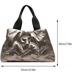 Women Quilted Hobo Handbag Large Capacity Puffer Handbag Soft Top Handle Bag Ladies Commute Shpper Bag Grey $9.51 Handbags