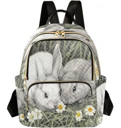 Watercolor Bunnies Flower Quilted Backpack for Women Travel Bag Shoulder Bags Purses for Daily Work Nurse S Medium $17.04 Bac...