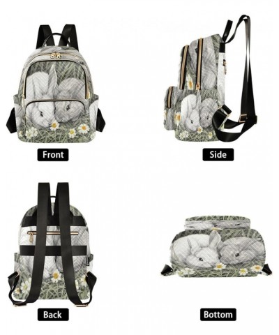 Watercolor Bunnies Flower Quilted Backpack for Women Travel Bag Shoulder Bags Purses for Daily Work Nurse S Medium $17.04 Bac...