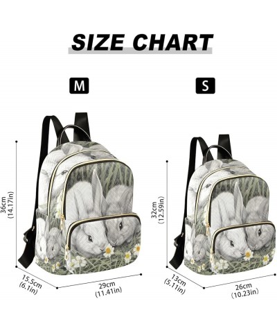 Watercolor Bunnies Flower Quilted Backpack for Women Travel Bag Shoulder Bags Purses for Daily Work Nurse S Medium $17.04 Bac...