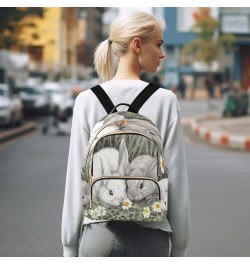 Watercolor Bunnies Flower Quilted Backpack for Women Travel Bag Shoulder Bags Purses for Daily Work Nurse S Medium $17.04 Bac...