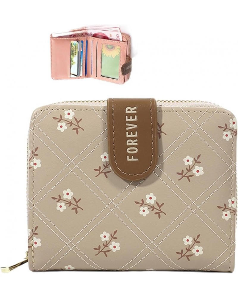 Credit Card Holder Wallet for Women Cute Small Leather Ladies Wallets RFID Purse Floral Print Bifold Zipper Card Case Wallet ...