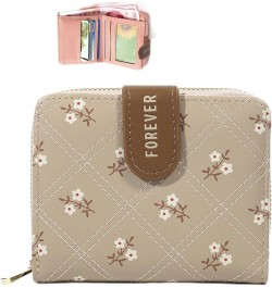 Credit Card Holder Wallet for Women Cute Small Leather Ladies Wallets RFID Purse Floral Print Bifold Zipper Card Case Wallet ...