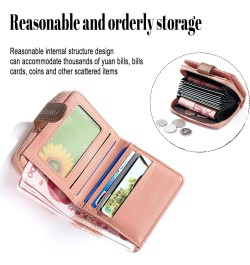 Credit Card Holder Wallet for Women Cute Small Leather Ladies Wallets RFID Purse Floral Print Bifold Zipper Card Case Wallet ...