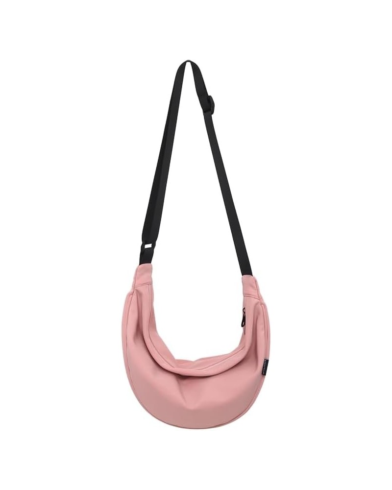 Women Dumpling Shoulder Bag Ruched Dumpling Bag Clutch Purse Crossbody Bag Pink $9.31 Shoulder Bags