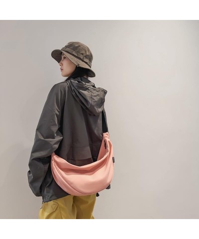 Women Dumpling Shoulder Bag Ruched Dumpling Bag Clutch Purse Crossbody Bag Pink $9.31 Shoulder Bags