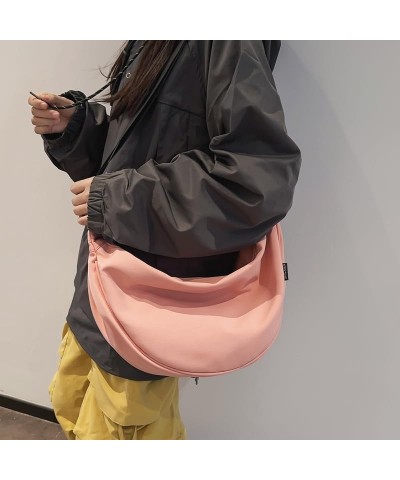 Women Dumpling Shoulder Bag Ruched Dumpling Bag Clutch Purse Crossbody Bag Pink $9.31 Shoulder Bags