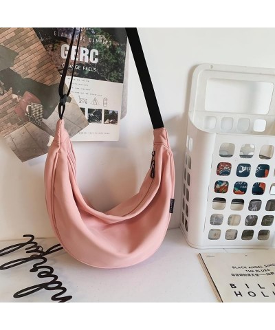 Women Dumpling Shoulder Bag Ruched Dumpling Bag Clutch Purse Crossbody Bag Pink $9.31 Shoulder Bags