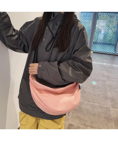 Women Dumpling Shoulder Bag Ruched Dumpling Bag Clutch Purse Crossbody Bag Pink $9.31 Shoulder Bags