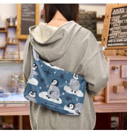 Cute Penguins Snowflakes Furry Tote Bag for Women Crossbody Bag Tote Handbags Casual Handbag with Zipper for Work Shopping $9...