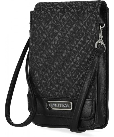 Nautica Catalina Vegan Leather RFID Womens Crossbody Cell Phone Purse Holder Wallet Black (Jacquard) $10.73 Crossbody Bags