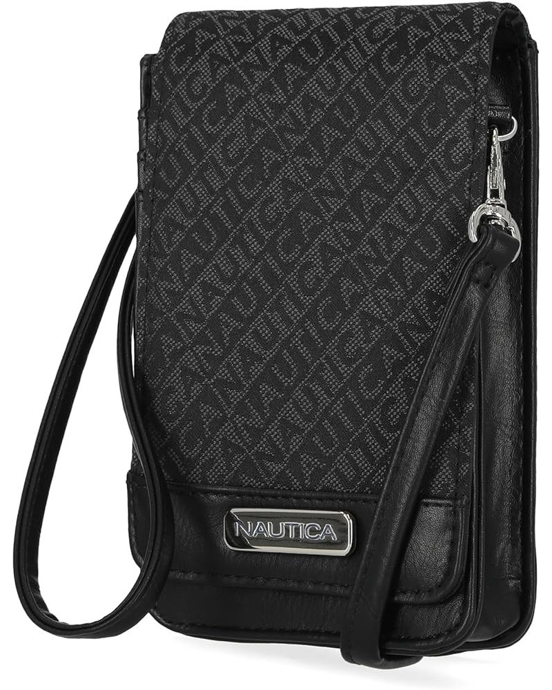 Nautica Catalina Vegan Leather RFID Womens Crossbody Cell Phone Purse Holder Wallet Black (Jacquard) $10.73 Crossbody Bags