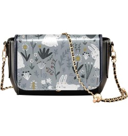 Cute Print Women Shoulder Leather Bags, Floral Cute Bunny Rabbit Women Crossbody Bag Purses Waterproof Handbags Childish Flor...