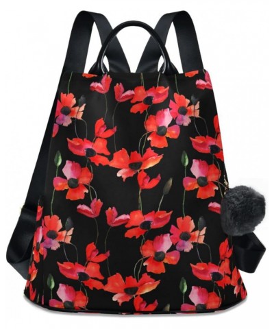 Poppy Flower Women Backpack Purse Anti-theft Travel Backpack Fashion Shoulder Handbag $23.19 Backpacks