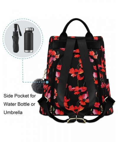 Poppy Flower Women Backpack Purse Anti-theft Travel Backpack Fashion Shoulder Handbag $23.19 Backpacks