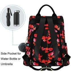 Poppy Flower Women Backpack Purse Anti-theft Travel Backpack Fashion Shoulder Handbag $23.19 Backpacks