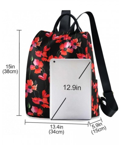 Poppy Flower Women Backpack Purse Anti-theft Travel Backpack Fashion Shoulder Handbag $23.19 Backpacks