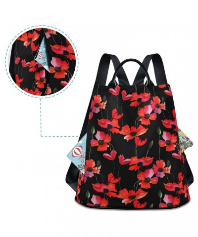 Poppy Flower Women Backpack Purse Anti-theft Travel Backpack Fashion Shoulder Handbag $23.19 Backpacks