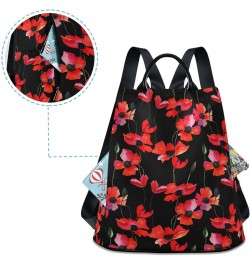 Poppy Flower Women Backpack Purse Anti-theft Travel Backpack Fashion Shoulder Handbag $23.19 Backpacks