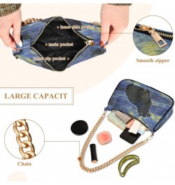 Small Chain Shoulder Bag for Women Van Gogh Shambhala Cat Hobo Handbags Tote Clutch Bag Ladies Crossbody Bag Purse with Zippe...