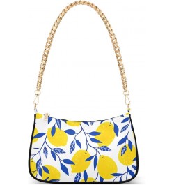 Colorful Wooden Pattern Shoulder Purse for Women Cluch Purse with Zipper Yellow Lemon Blue Leaf $13.33 Shoulder Bags