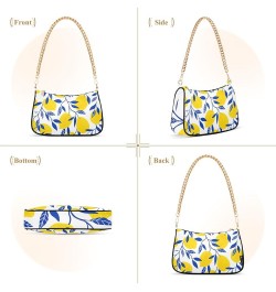 Colorful Wooden Pattern Shoulder Purse for Women Cluch Purse with Zipper Yellow Lemon Blue Leaf $13.33 Shoulder Bags