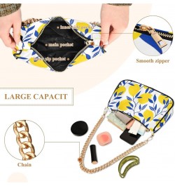 Colorful Wooden Pattern Shoulder Purse for Women Cluch Purse with Zipper Yellow Lemon Blue Leaf $13.33 Shoulder Bags