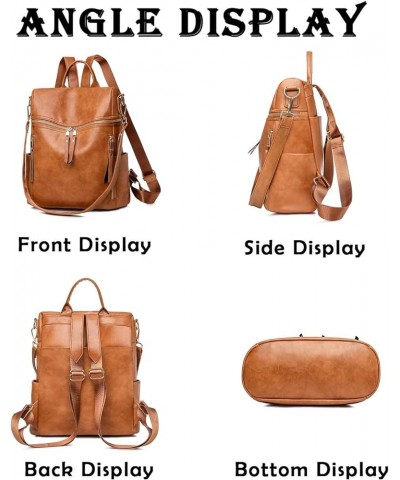 Backpack Purse for Women Fashion PU Leather Travel Satchel Handbag Shoulder Bag with Purse Design 2 Piece Brown Brown $17.91 ...