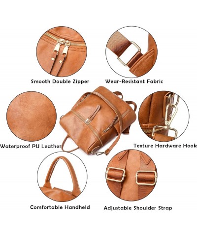 Backpack Purse for Women Fashion PU Leather Travel Satchel Handbag Shoulder Bag with Purse Design 2 Piece Brown Brown $17.91 ...